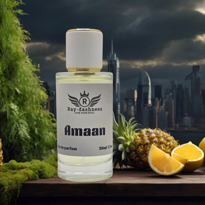 Amaan 50ml by Ray-Dashnees, men’s Eau de Parfum inspired by Creed Aventus, sophisticated and lasting aroma
