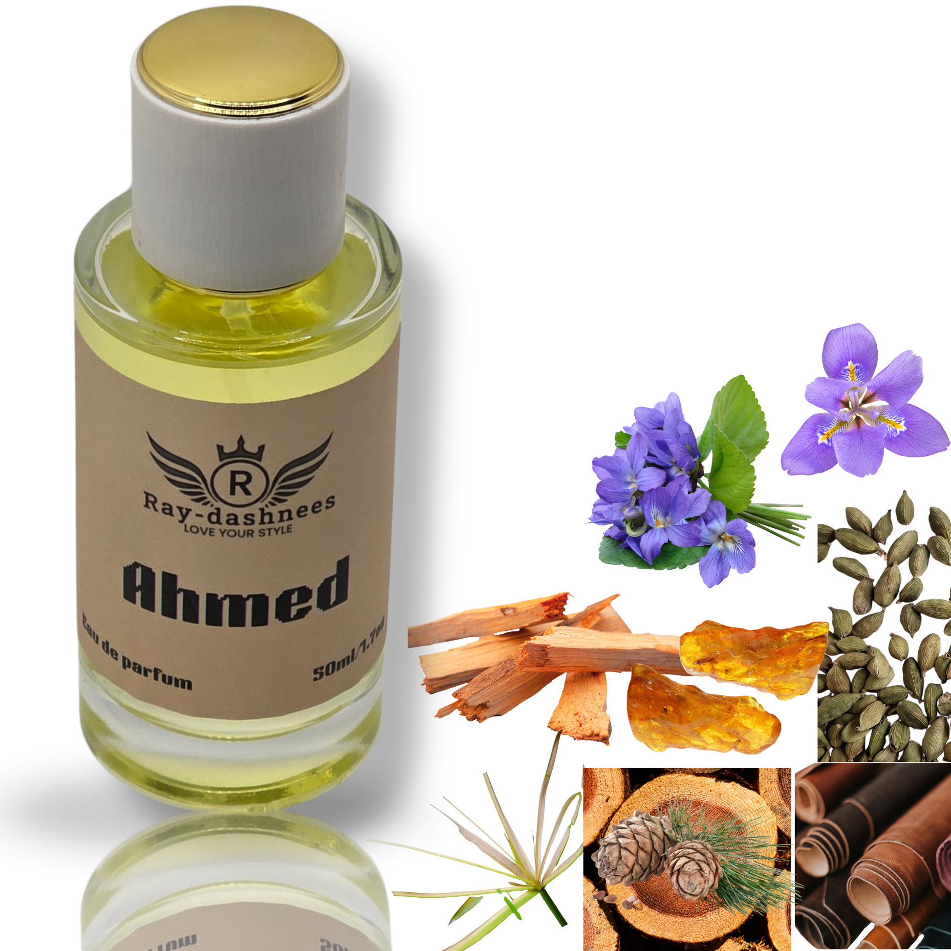 Ahmed by Ray-Dashnees, inspired by Santal 33, unisex luxury fragrance, 50ml elegant and long-lasting perfume