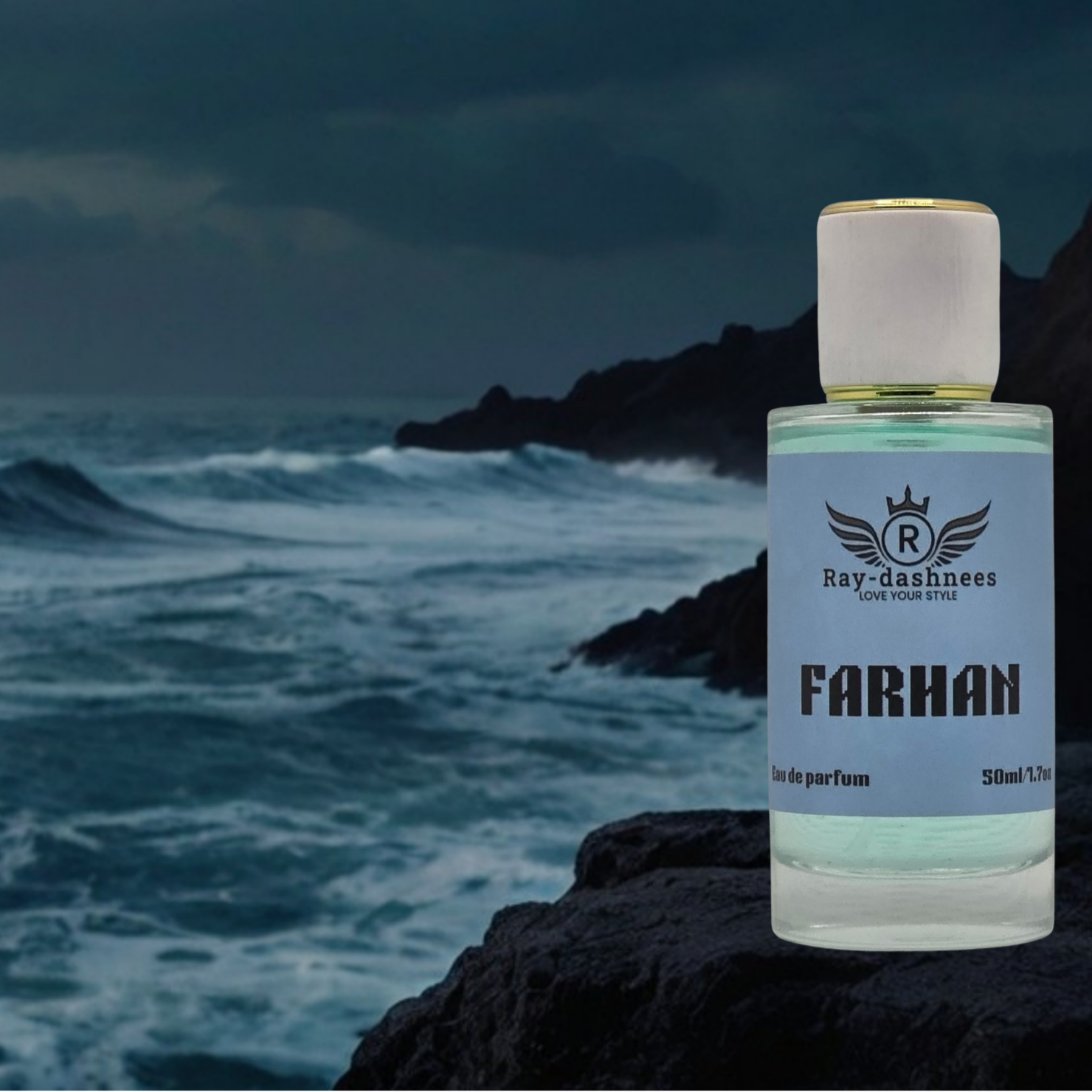 Luxury men’s fragrance Farhan by Ray-Dashnees, 50ml, inspired by Bleu de Chanel Parfum – long-lasting citrus elegance