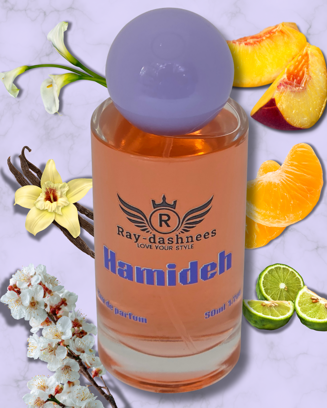 Hamideh perfume for women 50ml Eau de Parfum by Ray-dashnees dupe of Valaya Lily-of-the-Valley, Petalia, Orange Blossom, Vetiver, Mahonia