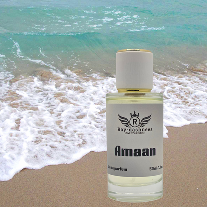 Men’s Amaan 50ml by Ray-Dashnees, premium Creed Aventus dupe, luxury masculine fragrance, bold and lasting