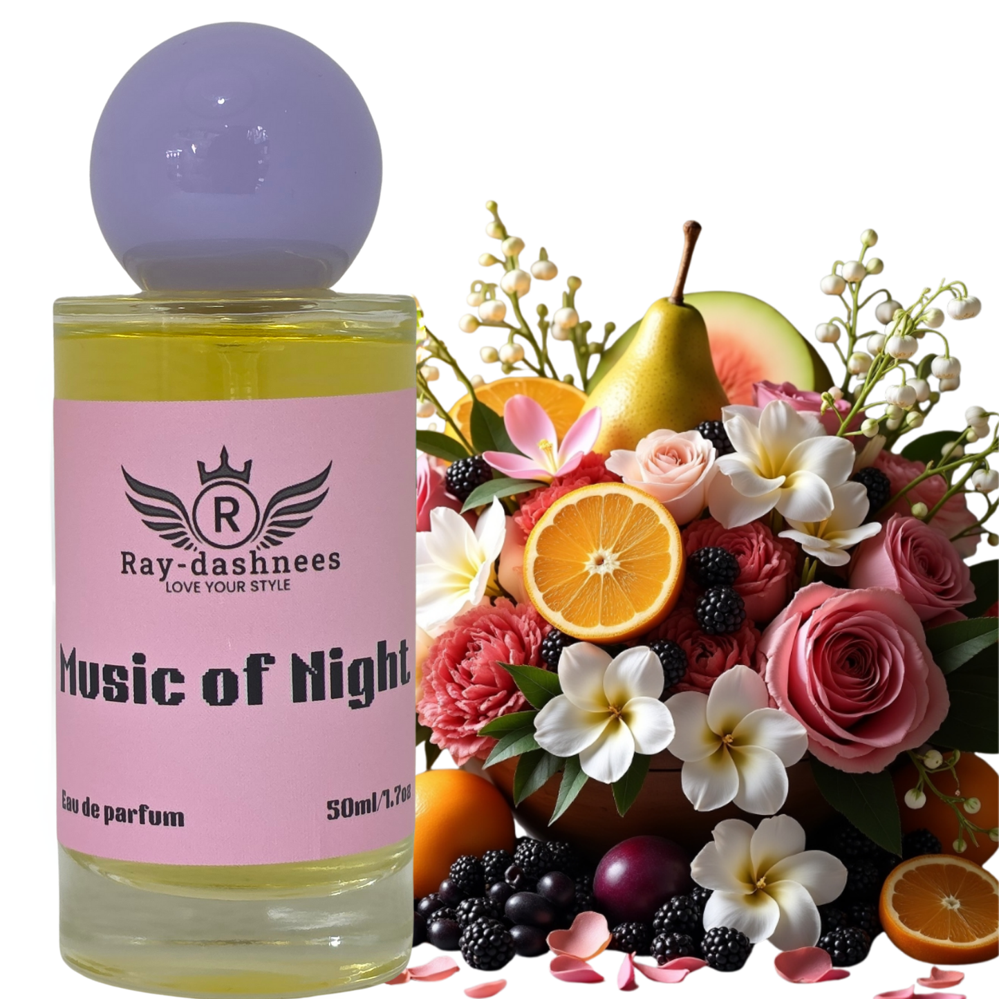Music of Night by Ray-Dashnees 50ml Eau de Parfum for women, inspired by Dior J’adore – long-lasting, feminine scent 