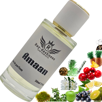 Ray-Dashnees Amaan, Creed Aventus dupe for men, 50ml luxury cologne, fresh, masculine and powerful