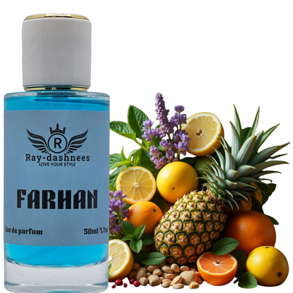 Farhan by Ray-Dashnees 50ml men’s perfume inspired by Bleu de Chanel Parfum – elegant luxury fragrance